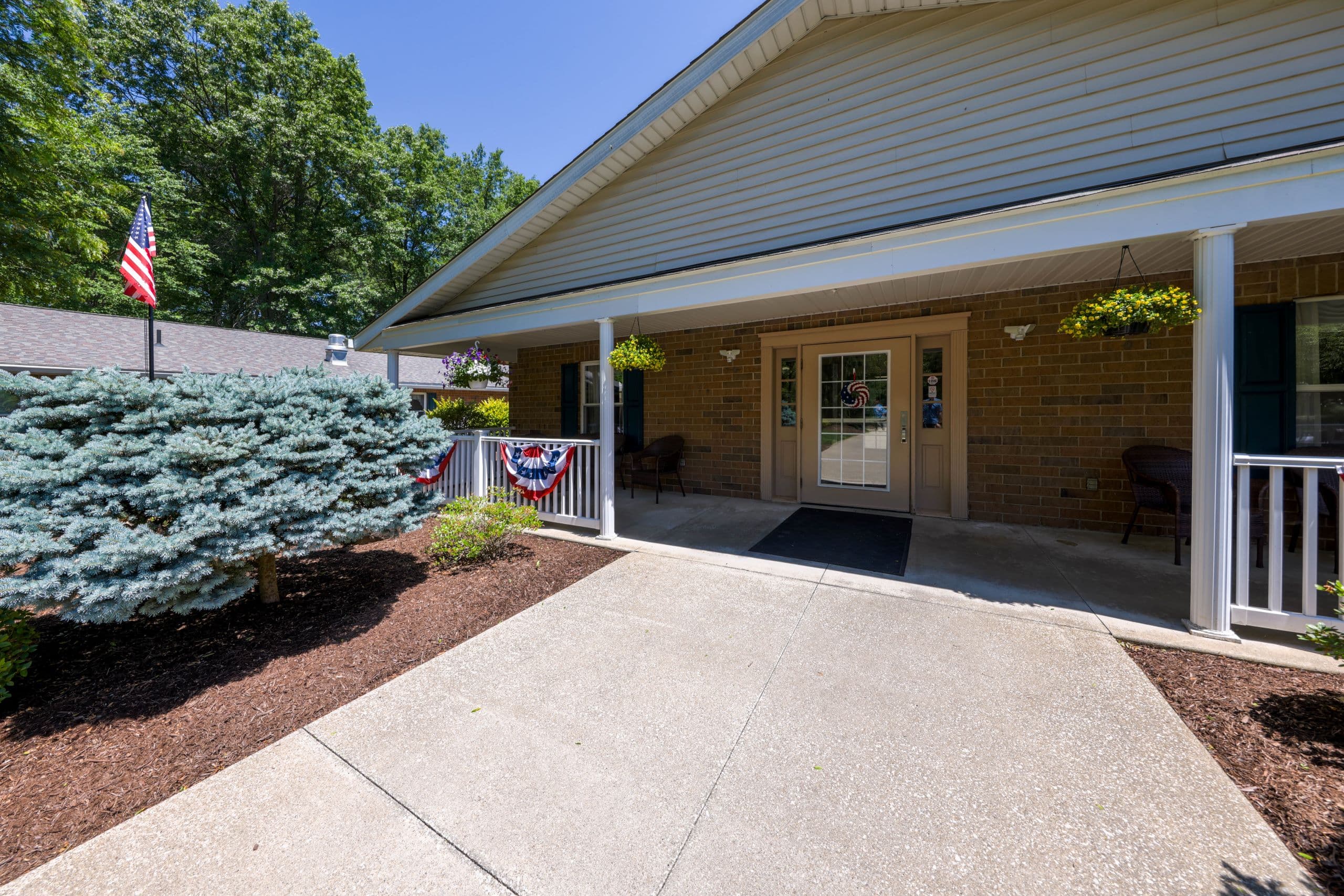 Security camera monitoring a senior care facility
